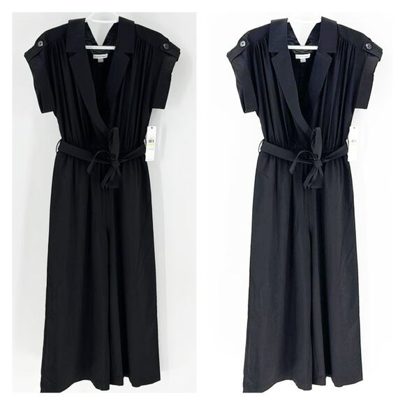 Calvin Klein rolled cap sleeve elastic tie waist cropped wide leg party size 4 - Picture 1 of 15